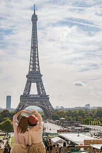 LGBT Paris 2 women in front of the Eiffel Tower, PARIS BY EMY